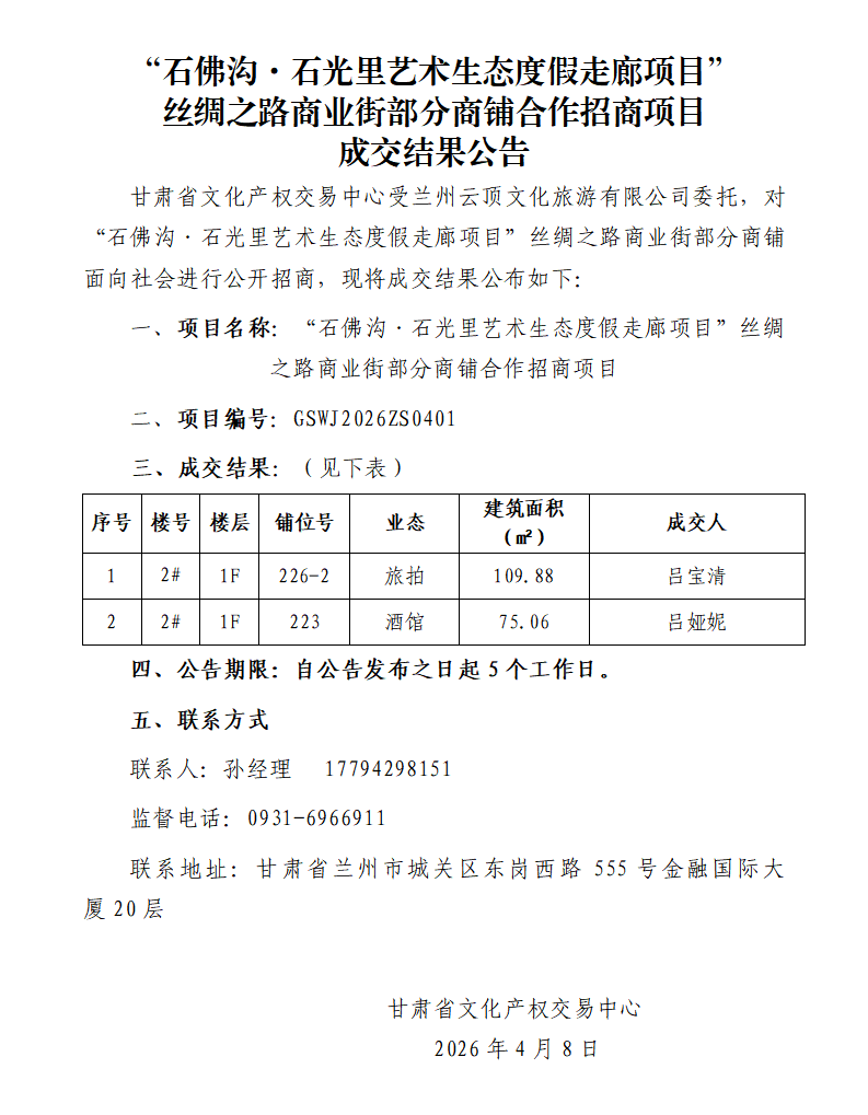 成交结果公告（“石佛沟·石光里艺术生态度假走廊项目”商业街部分商铺合作招商项目）(2)_01.png